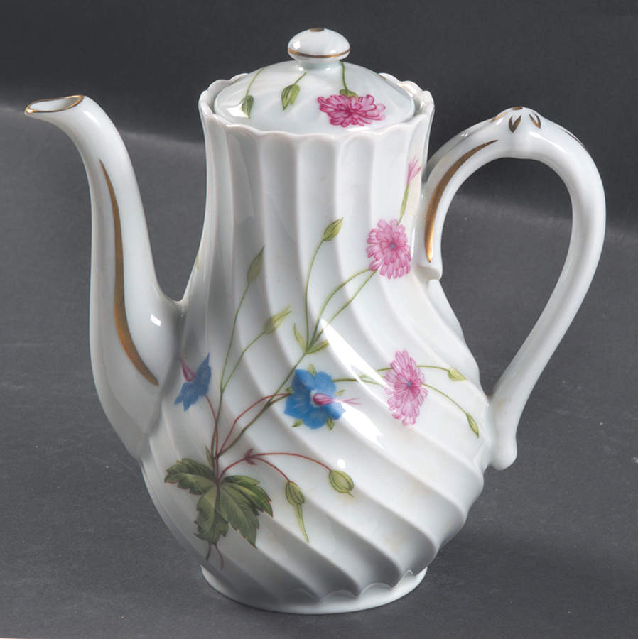 Florence (Newer, Swirl Edge, No Trim) Mini Coffee Pot & Lid by Haviland-1