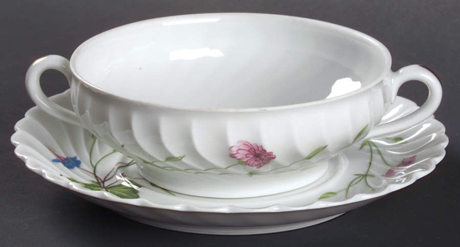 Florence (Newer, Swirl Edge, No Trim) Flat Cream Soup & Saucer Set by Haviland-1