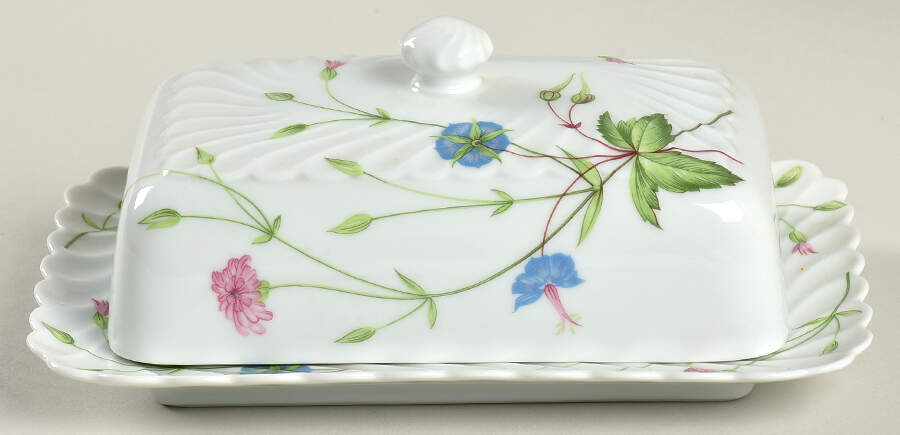Florence (Newer, Swirl Edge, No Trim) Rectangular Covered Butter by Haviland-1