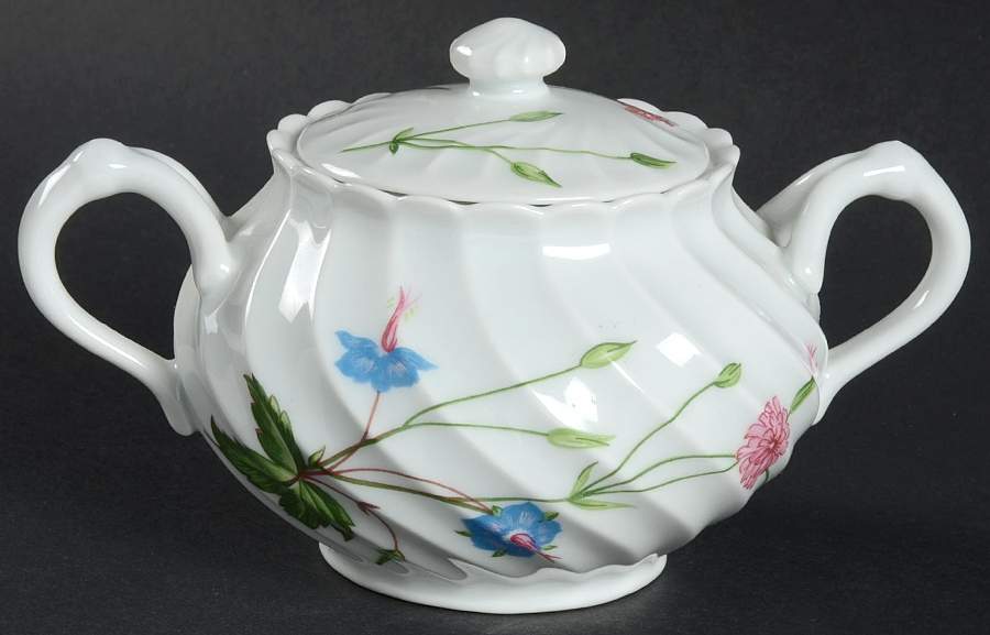 Florence (Newer, Swirl Edge, No Trim) Sugar Bowl & Lid by Haviland-1