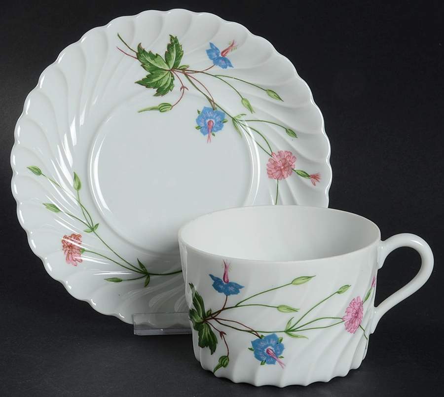 Florence (Newer, Swirl Edge, No Trim) Breakfast Cup & Saucer Set by Haviland-1