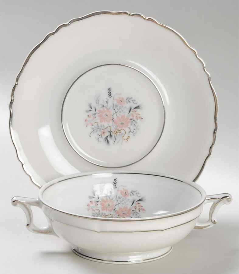 Floradora Footed Cream Soup Bowl & Saucer Set by Haviland-1