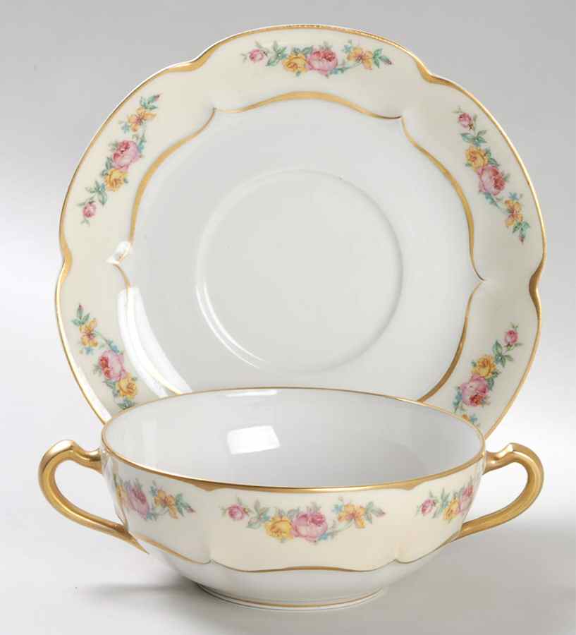 Florence Flat Cream Soup Bowl & Saucer Set by Haviland-1