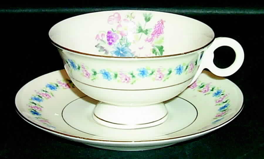 Fox Glove Footed Cup & Saucer Set by Haviland-1