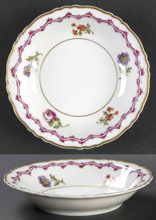 Fontainebleau (Scalloped, Purple Floral) Rim Fruit/Dessert (Sauce) Bowl by Haviland-1