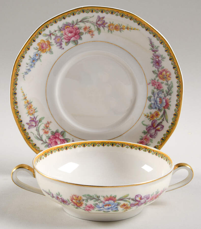 Frontenac (New York) Footed Cream Soup Bowl & Saucer Set by Haviland-1
