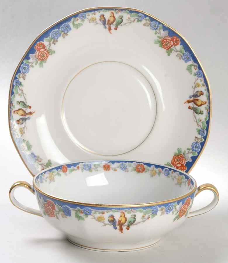 Garden of Allah Flat Cream Soup Bowl & Saucer Set by Haviland-1