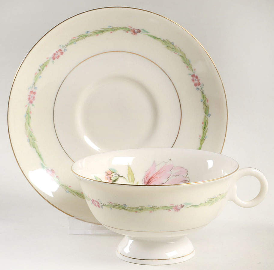 Garden Flowers Footed Cup & Saucer Set by Haviland-1