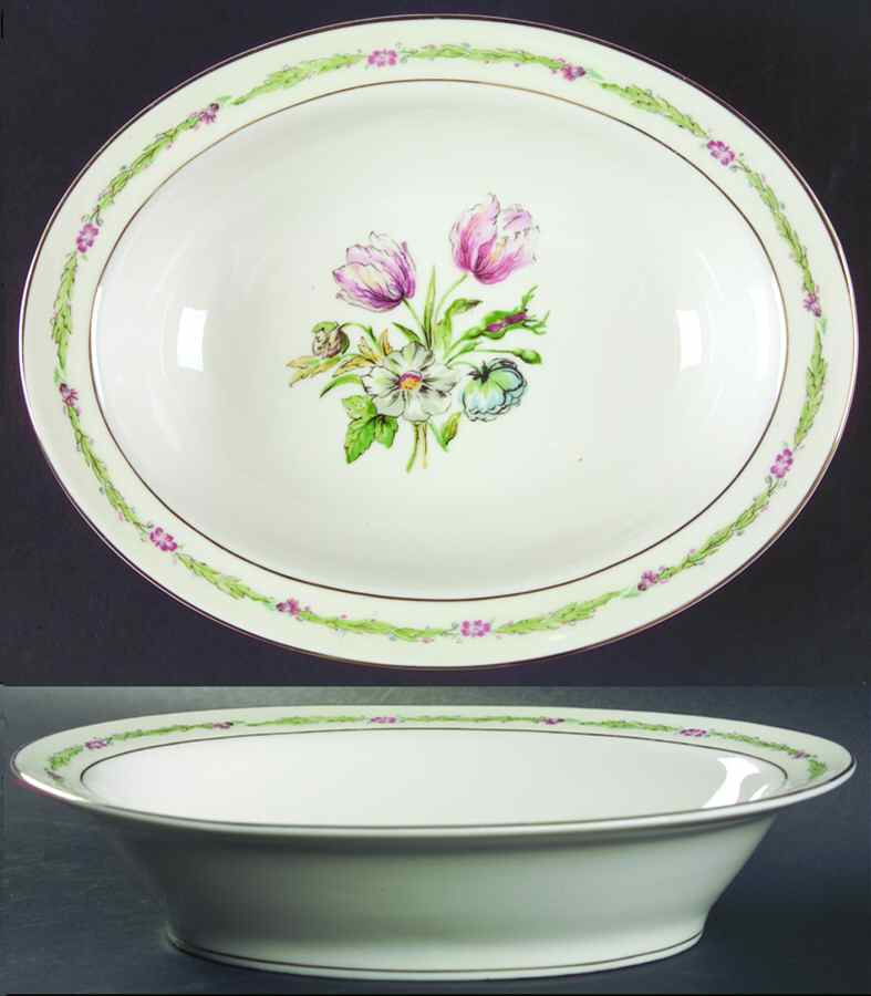 Garden Flowers 9" Oval Vegetable Bowl by Haviland-1