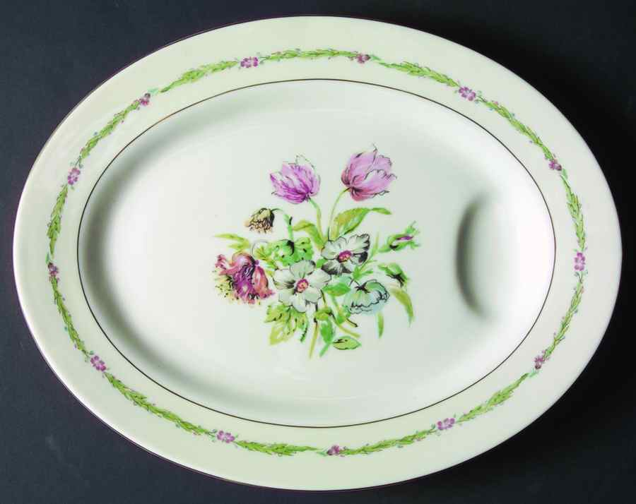 Garden Flowers 11" Oval Serving Platter with Well by Haviland-1