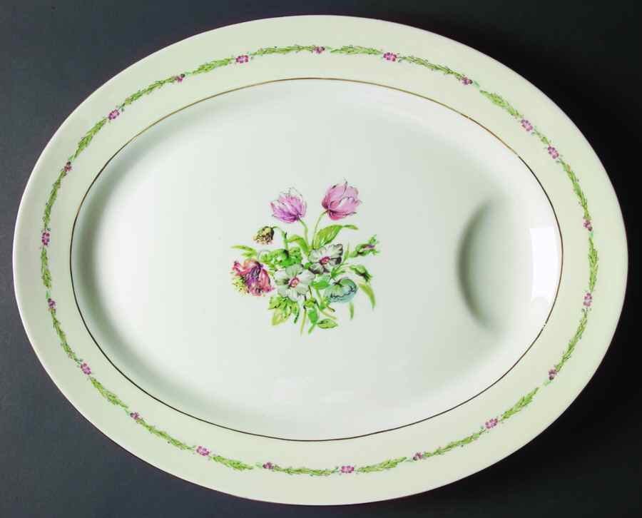 Garden Flowers 16" Oval Platter with Well by Haviland-1