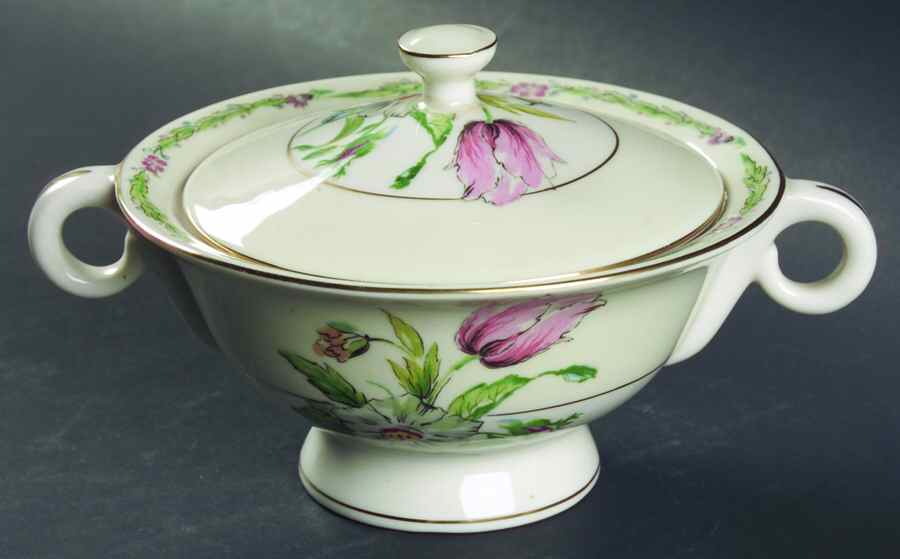 Garden Flowers Sugar Bowl & Lid by Haviland-1