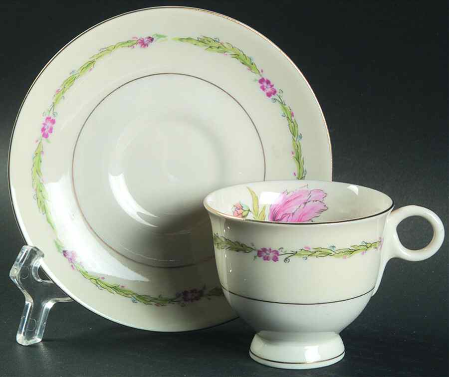 Garden Flowers Footed Demitasse Cup & Saucer Set by Haviland-1