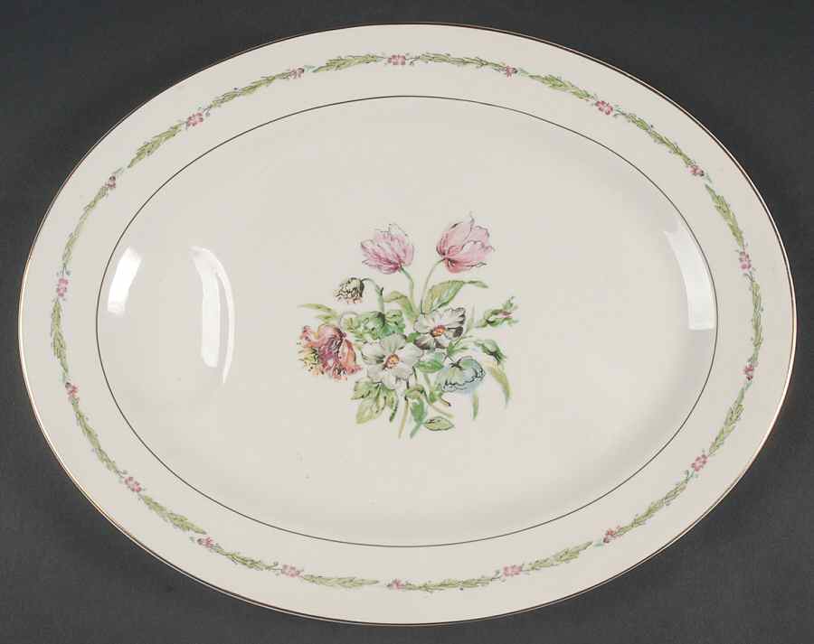 Garden Flowers 14" Oval Platter with Well by Haviland-1