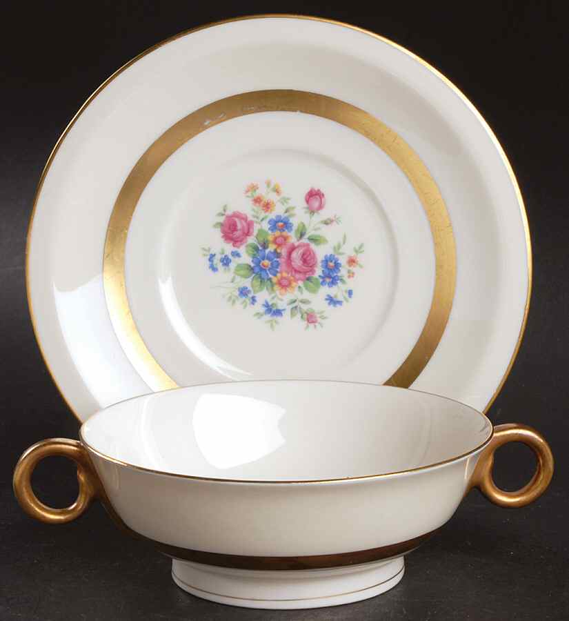 Gainsborough (New York) Footed Cream Soup Bowl & Saucer Set by Haviland-1