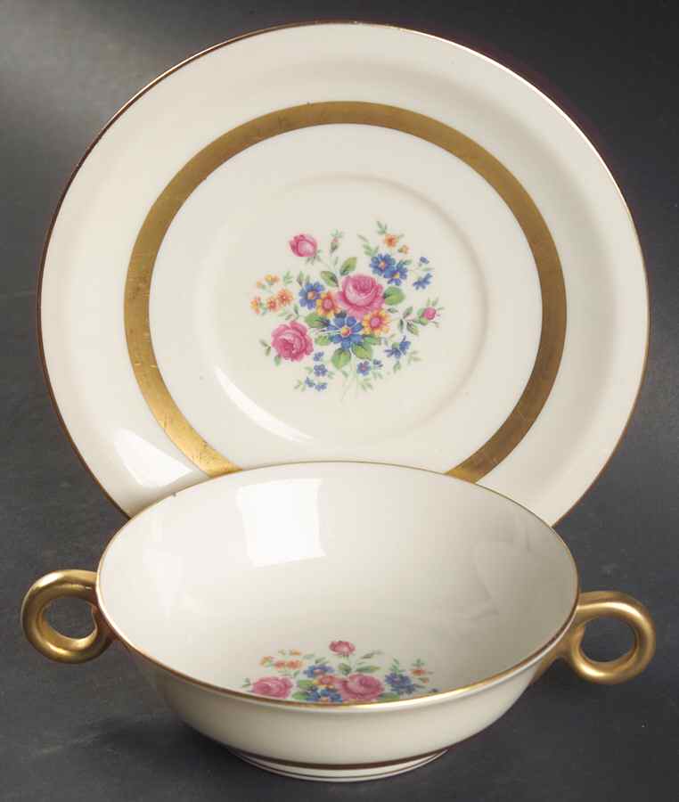 Gainsborough (New York) Footed Cream Soup Bowl & Saucer Set by Haviland-1
