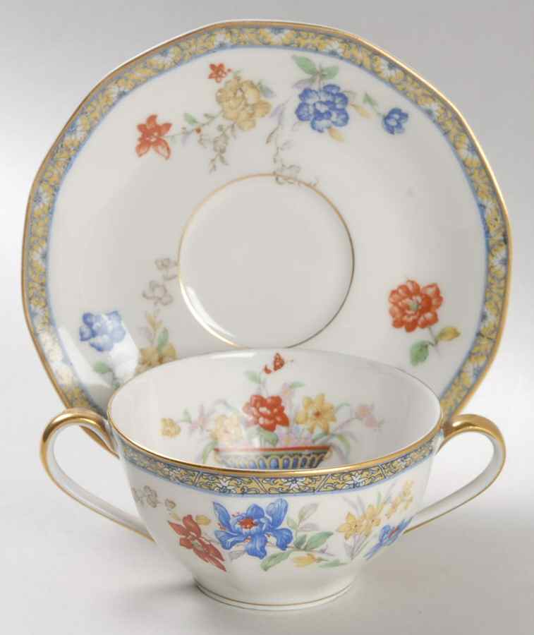 Ganga Flat Bouillon Cup & Saucer by Haviland-1