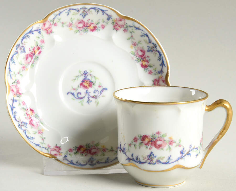 Garland Flat Demitasse Cup & Saucer Set by Haviland-1