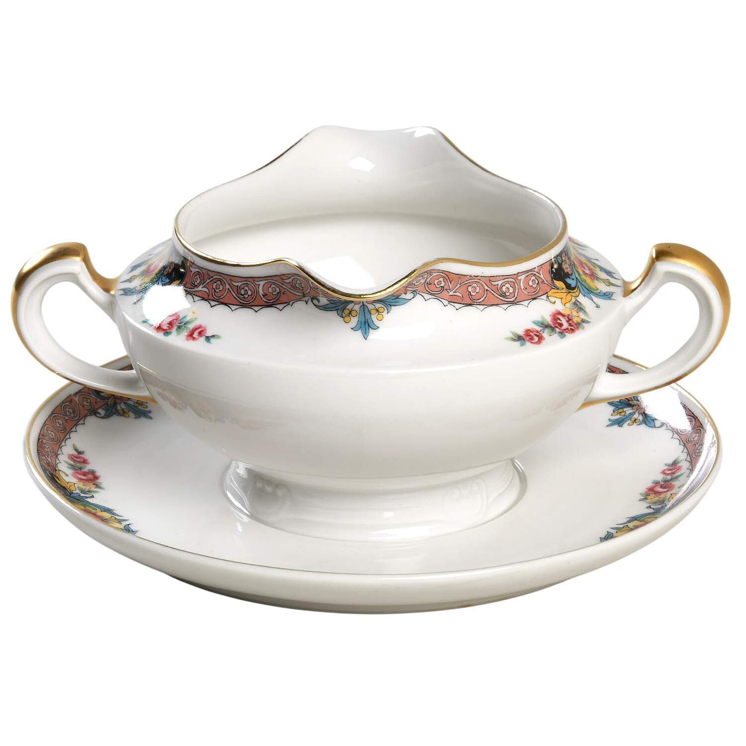 Geneva Gravy Boat with Attached Underplate by Haviland-1