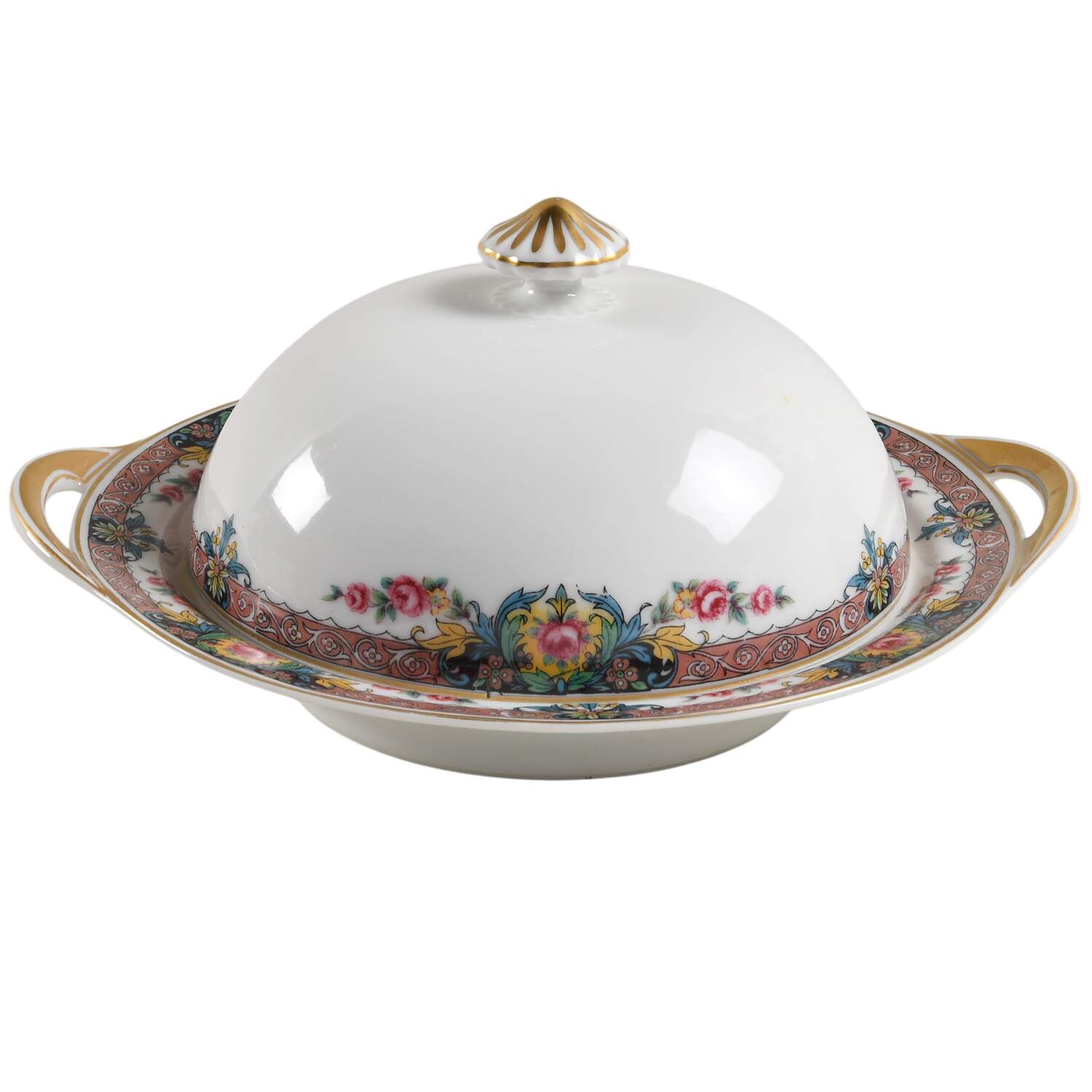 Geneva Round Covered Butter with Strainer by Haviland-1