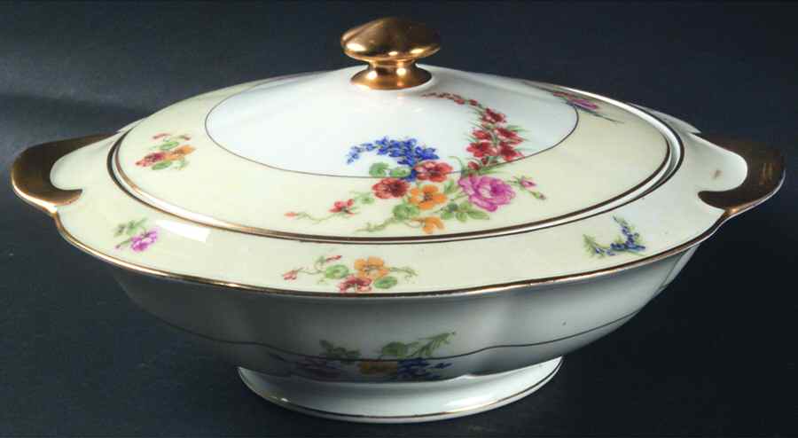 Gladiola (Cream Background) Round Covered Vegetable by Haviland-1