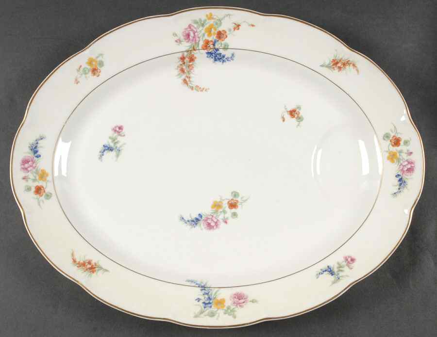 Gladiola (Cream Background) 16" Oval Serving Platter by Haviland-1