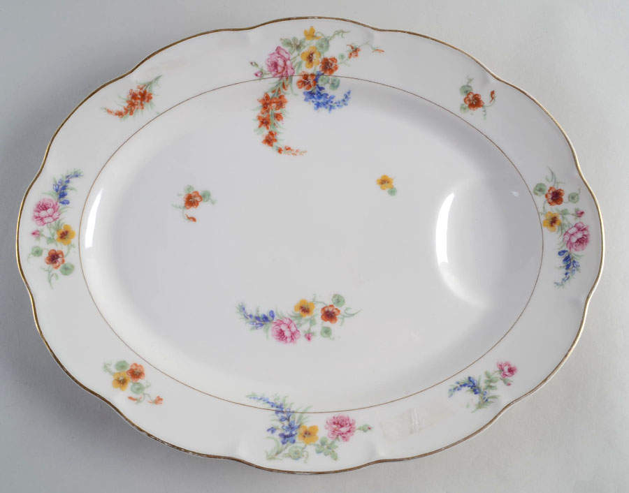Gladiola (White Background) 13" Oval Serving Platter by Haviland-1