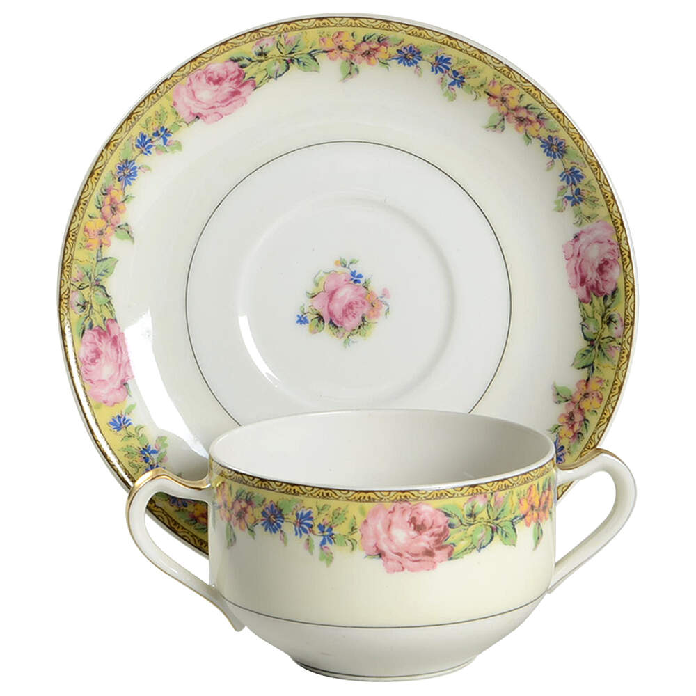 Gloria (France) Flat Bouillon Cup & Saucer by Haviland-1