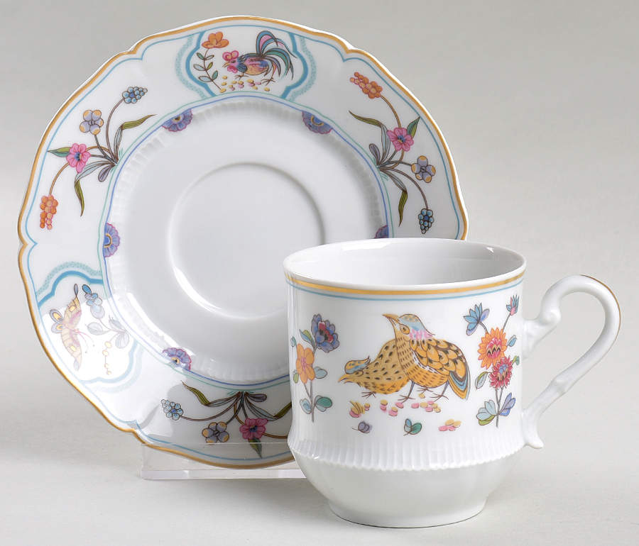 Golden Quail Flat Cup & Saucer Set by Haviland-1