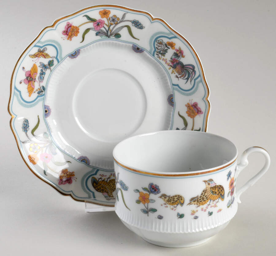 Golden Quail Flat Cup & Saucer Set by Haviland-1
