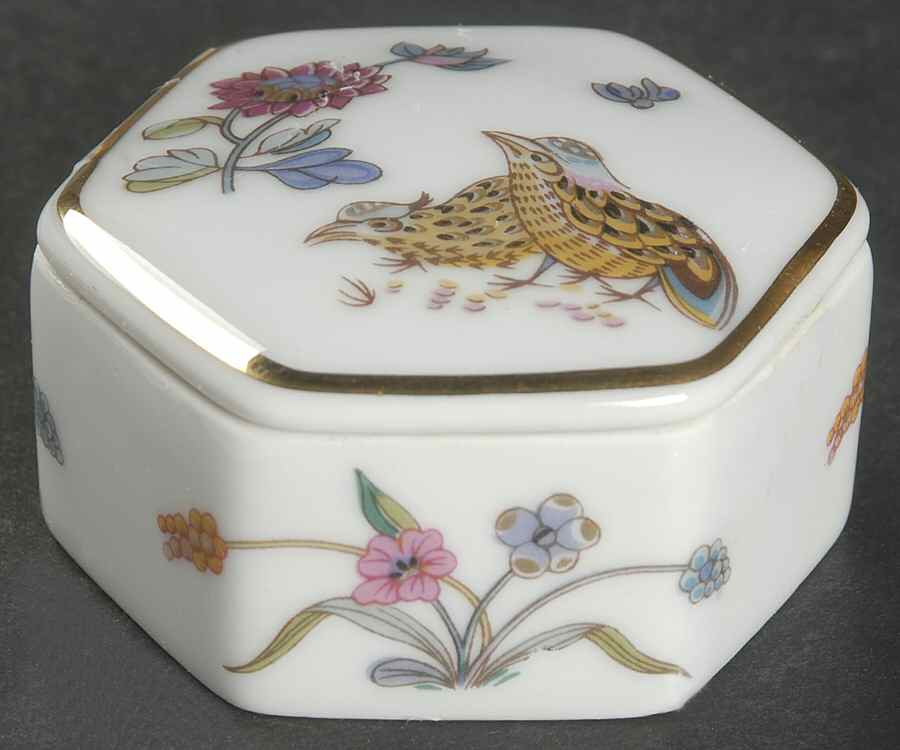 Golden Quail Hexagonal Box & Lid by Haviland-1