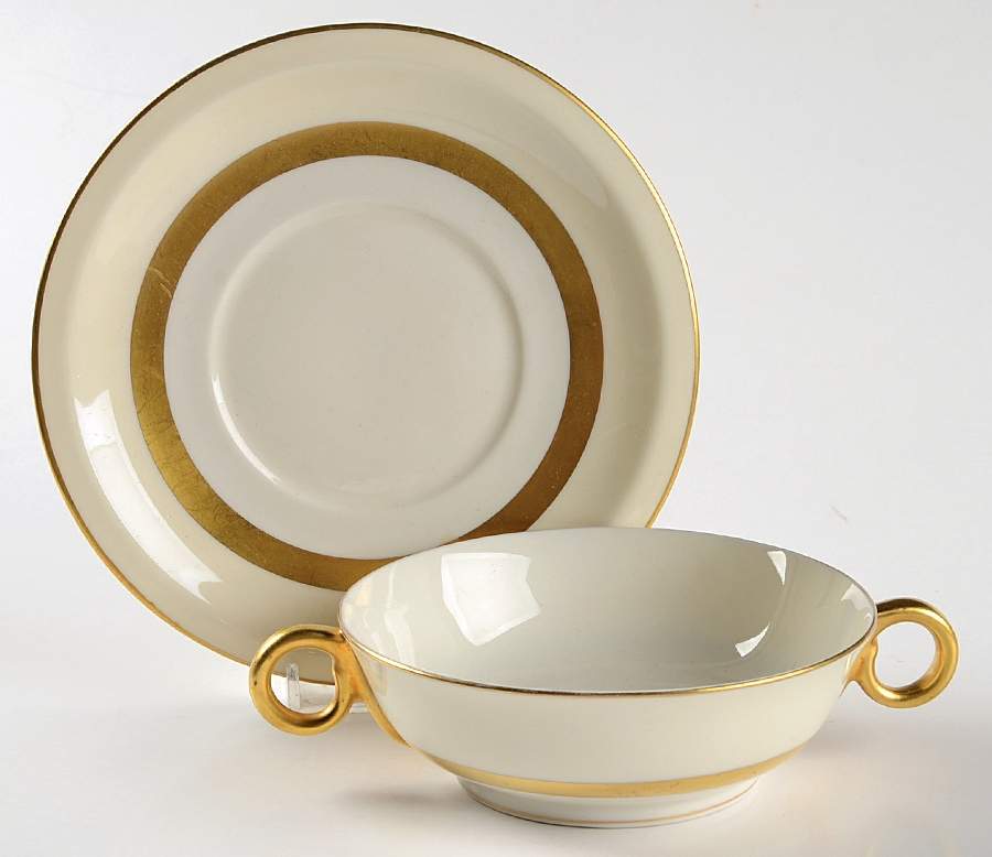 Gotham Footed Cream Soup Bowl & Saucer Set by Haviland-1