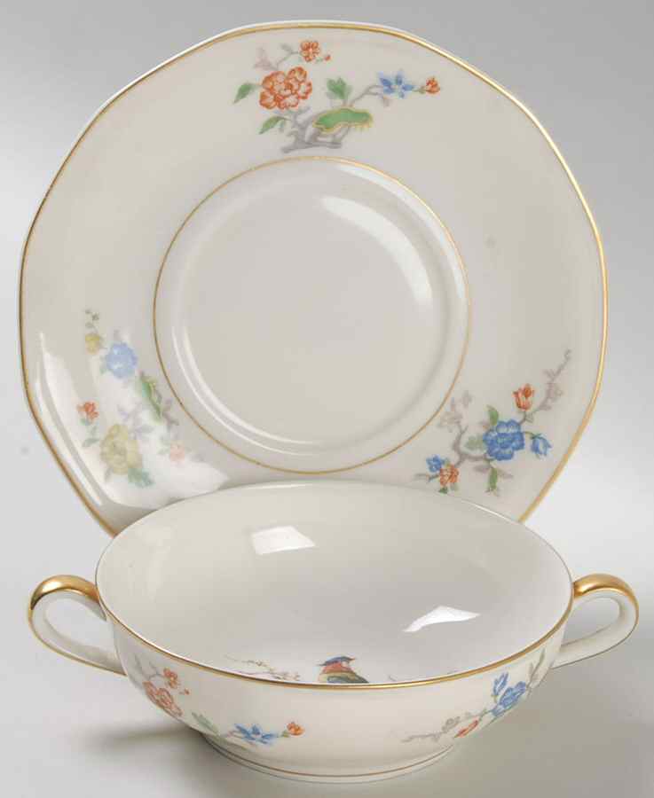 Granville Flat Cream Soup Bowl & Saucer Set by Haviland-1