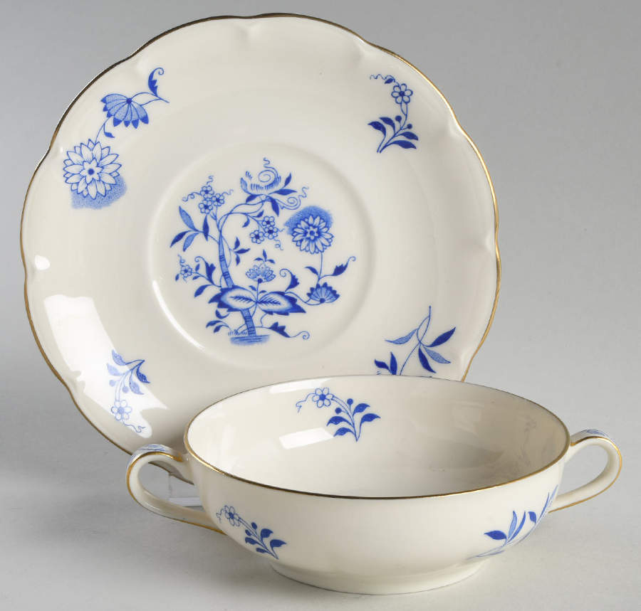 Gretna Flat Cream Soup Bowl & Saucer Set by Haviland-1