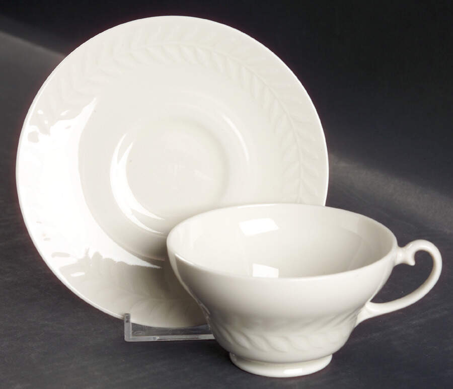 Greylock White Footed Cup & Saucer Set by Haviland-1