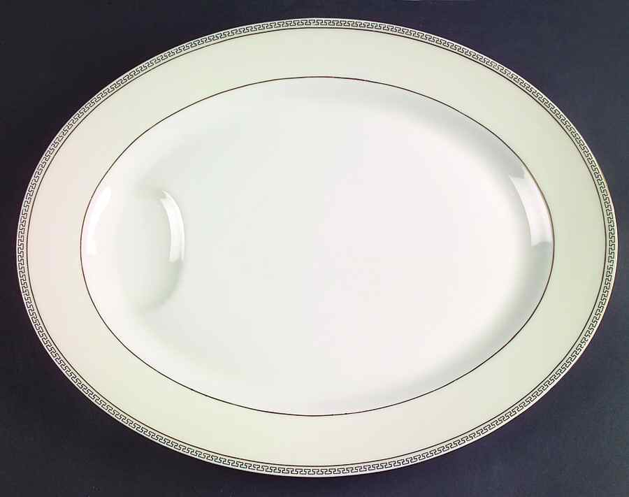 Greek Key 14" Oval Serving Platter by Haviland-1