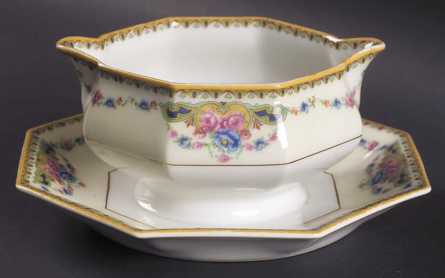 H128 Gravy Boat with Attached Underplate by Haviland-1