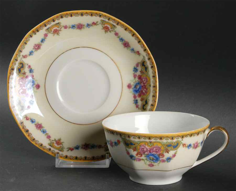 H128 Flat Cup & Saucer Set by Haviland-1