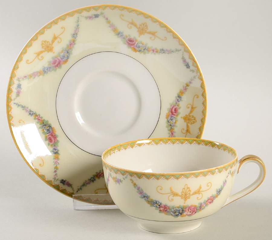 H14 Flat Cup & Saucer Set by Haviland-1