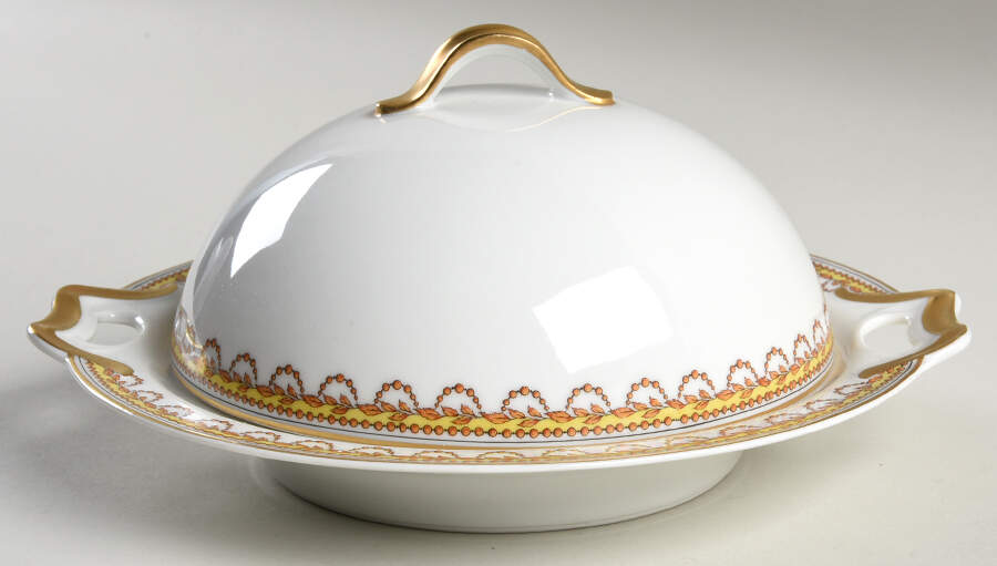 H152 Round Covered Butter with Strainer by Haviland-1