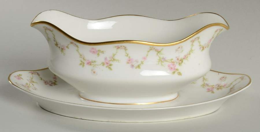 H164 Gravy Boat with Attached Underplate by Haviland-1
