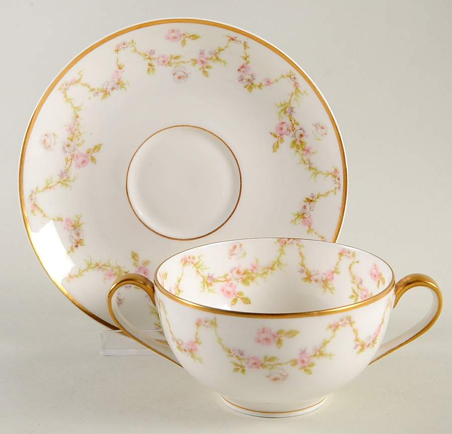 H164 Flat Bouillon Cup & Saucer by Haviland-1