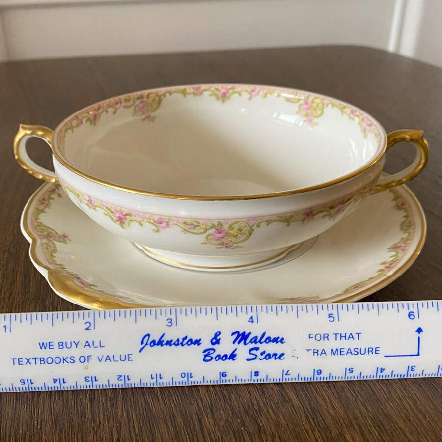 H18 Cream Soup Bowl & Saucer Set by Haviland-1