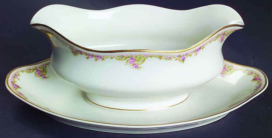 H18 Gravy Boat with Attached Underplate by Haviland-1