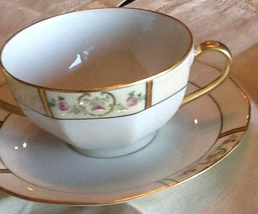 H306 Footed Cream Soup Bowl & Saucer Set by Haviland-1