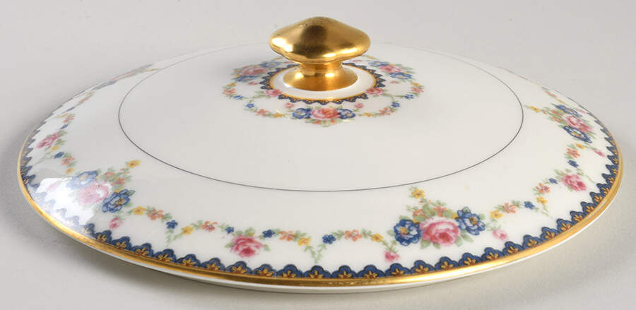 H330 (Yellow Rim, White Center) Lid for Round Vegetable by Haviland-1