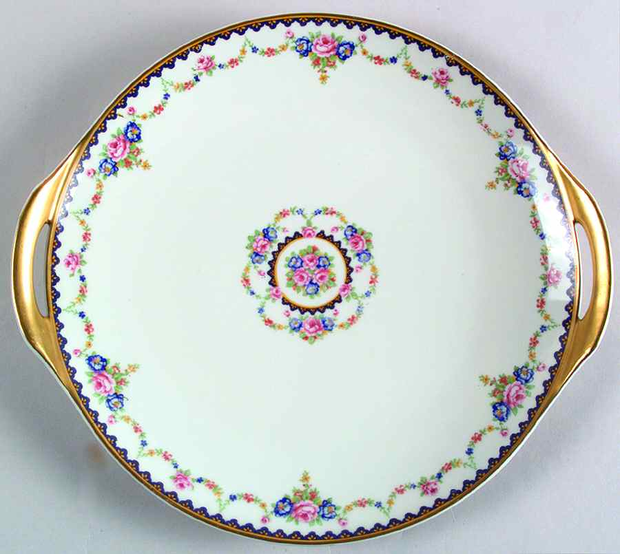 H330 (Yellow Rim, White Center) Handled Cake Plate by Haviland-1