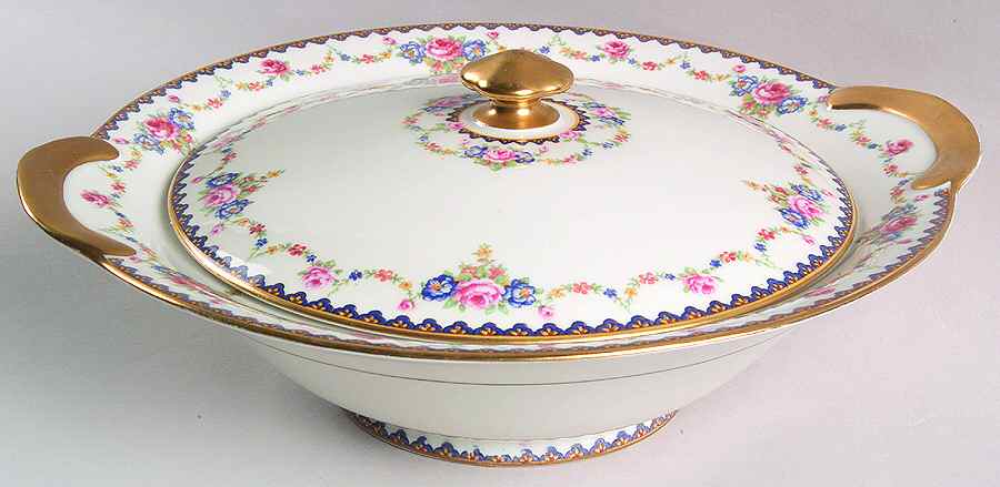 H330 (Yellow Rim, White Center) Round Covered Vegetable by Haviland-1