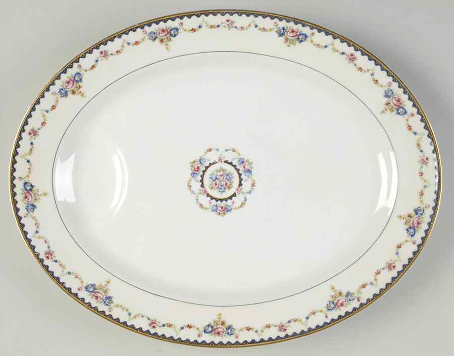 H330 (Yellow Rim, White Center) 15" Oval Serving Platter by Haviland-1