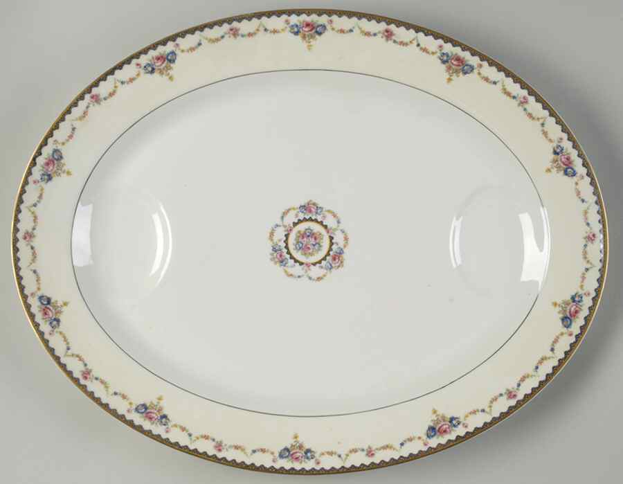 H330 (Yellow Rim, White Center) 18" Oval Serving Platter by Haviland-1